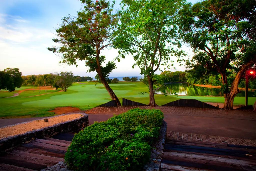Outdoor view of our Dominican Republic luxury resort grounds near Lago Restaurant