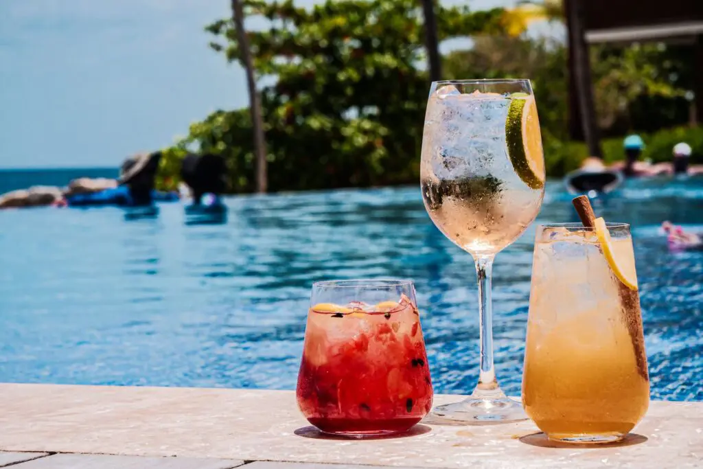 Cocktails served near our Caribbean beach resort pool