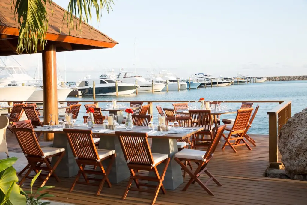 La Casita Restaurant at Casa de Campo - Table set by the marina