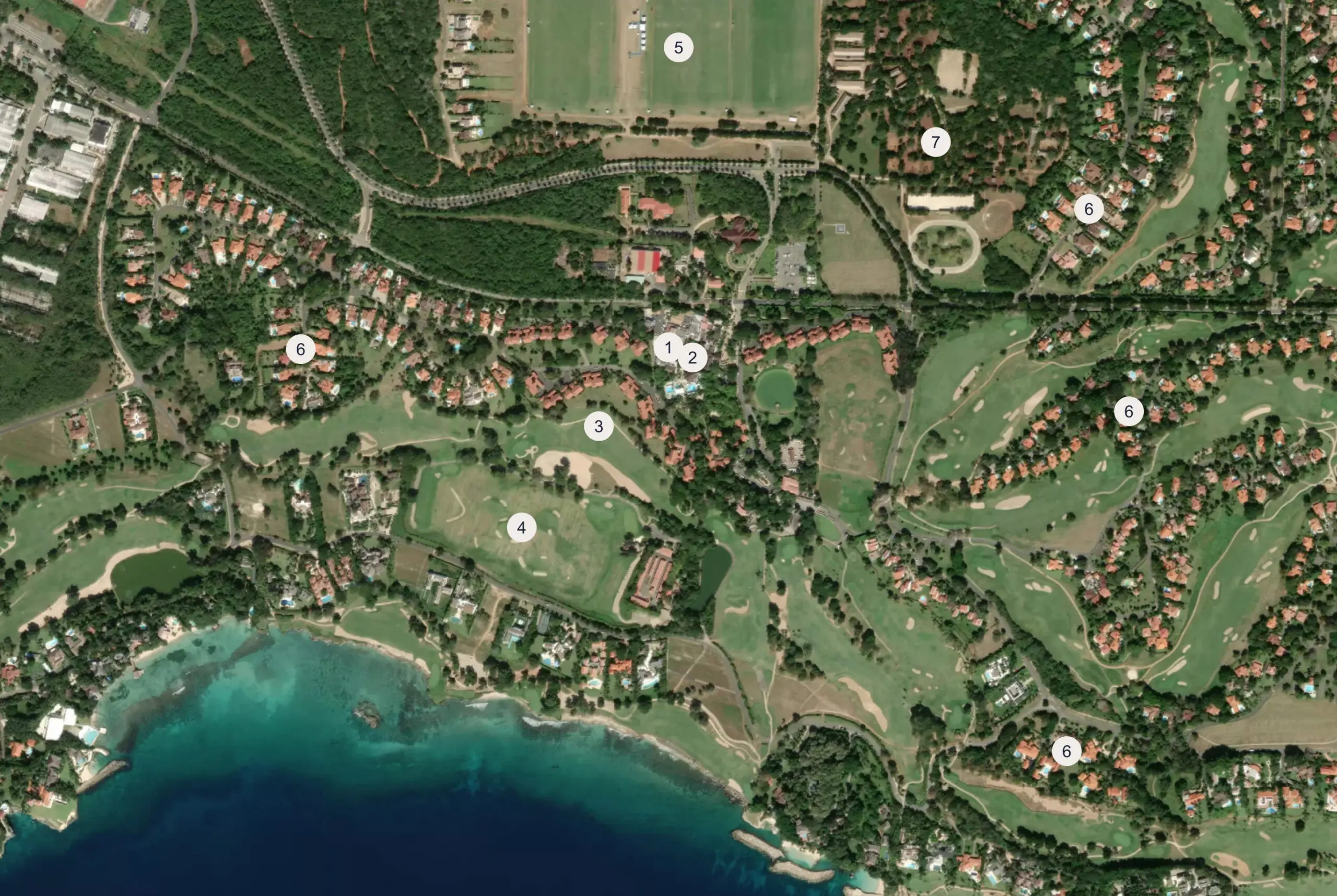 Aerial map of the main hotel area -- Casa de Campo Resort