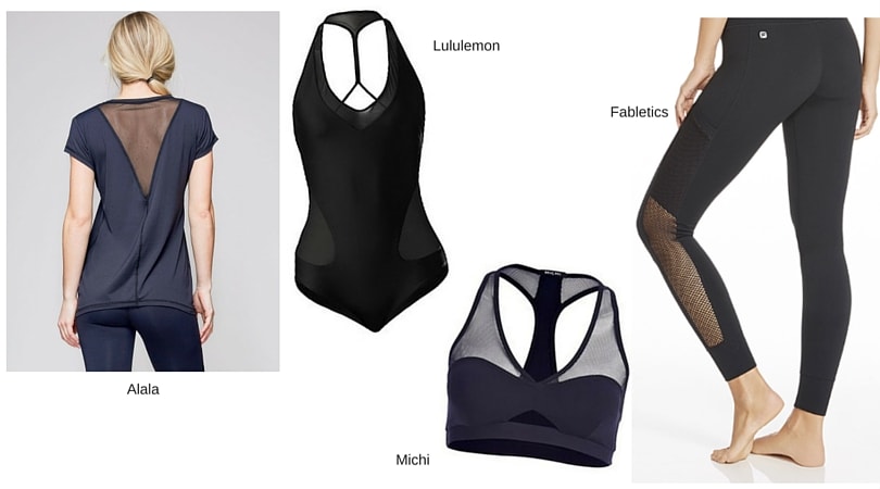 Mesh cutouts in these athleticwear pieces look fashionable and keep you cool. 