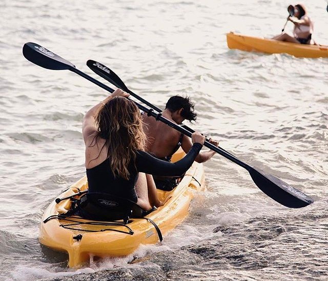 Rental kayaks at Minitas Beach are enjoyed at Casa de Campo Resort.