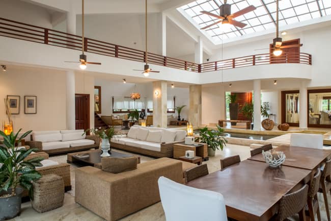 Dining and living room of a luxury vacation villa at Casa de Campo Resort. 