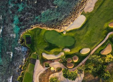 Aerial View of The Teeth of the Dog® Golf Course and Oceanfront at Casa de Campo Resort & Villas in the Dominican Republic