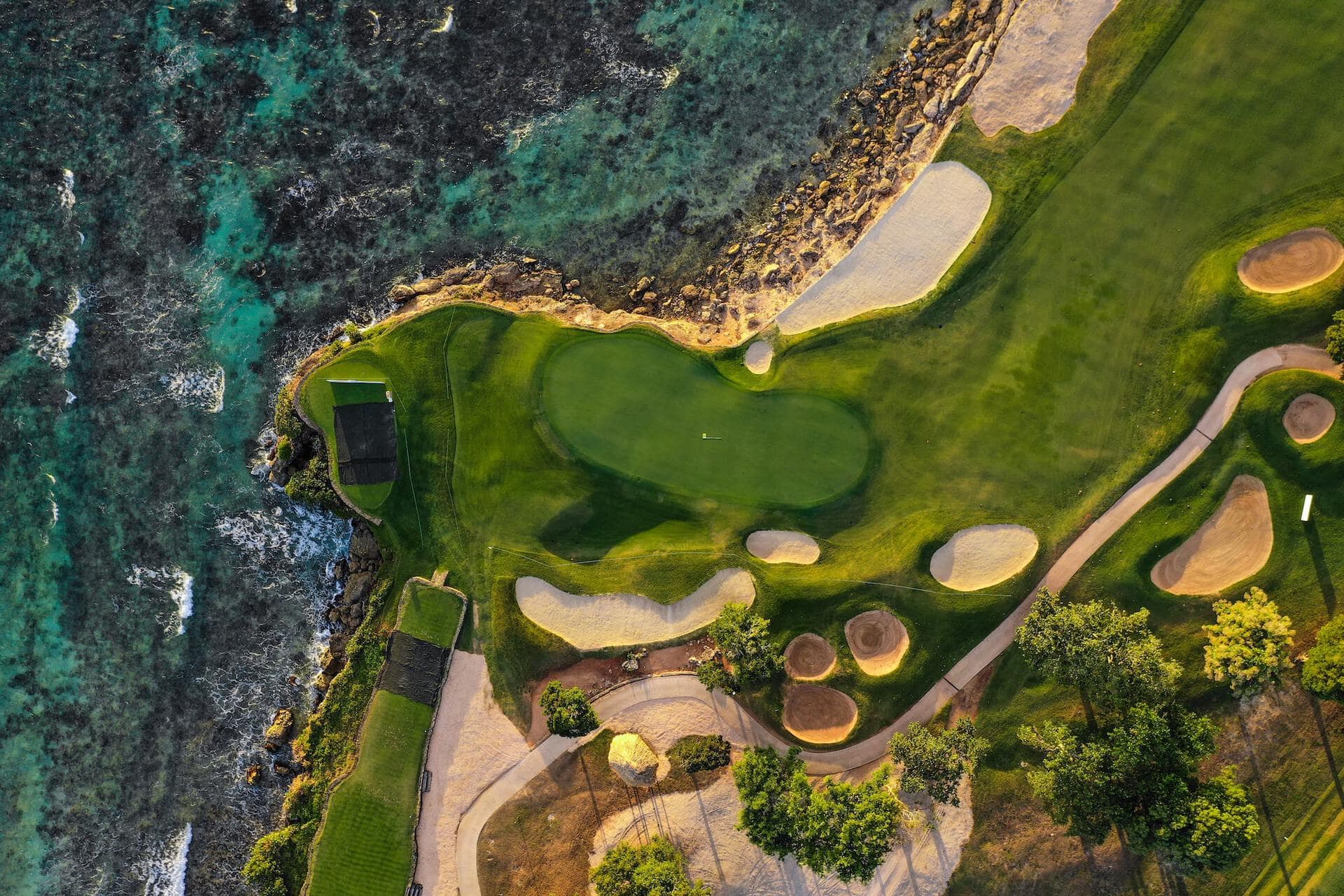 Aerial View of The Teeth of the Dog®  Golf Course and Oceanfront at Casa de Campo Resort & Villas in the Dominican Republic