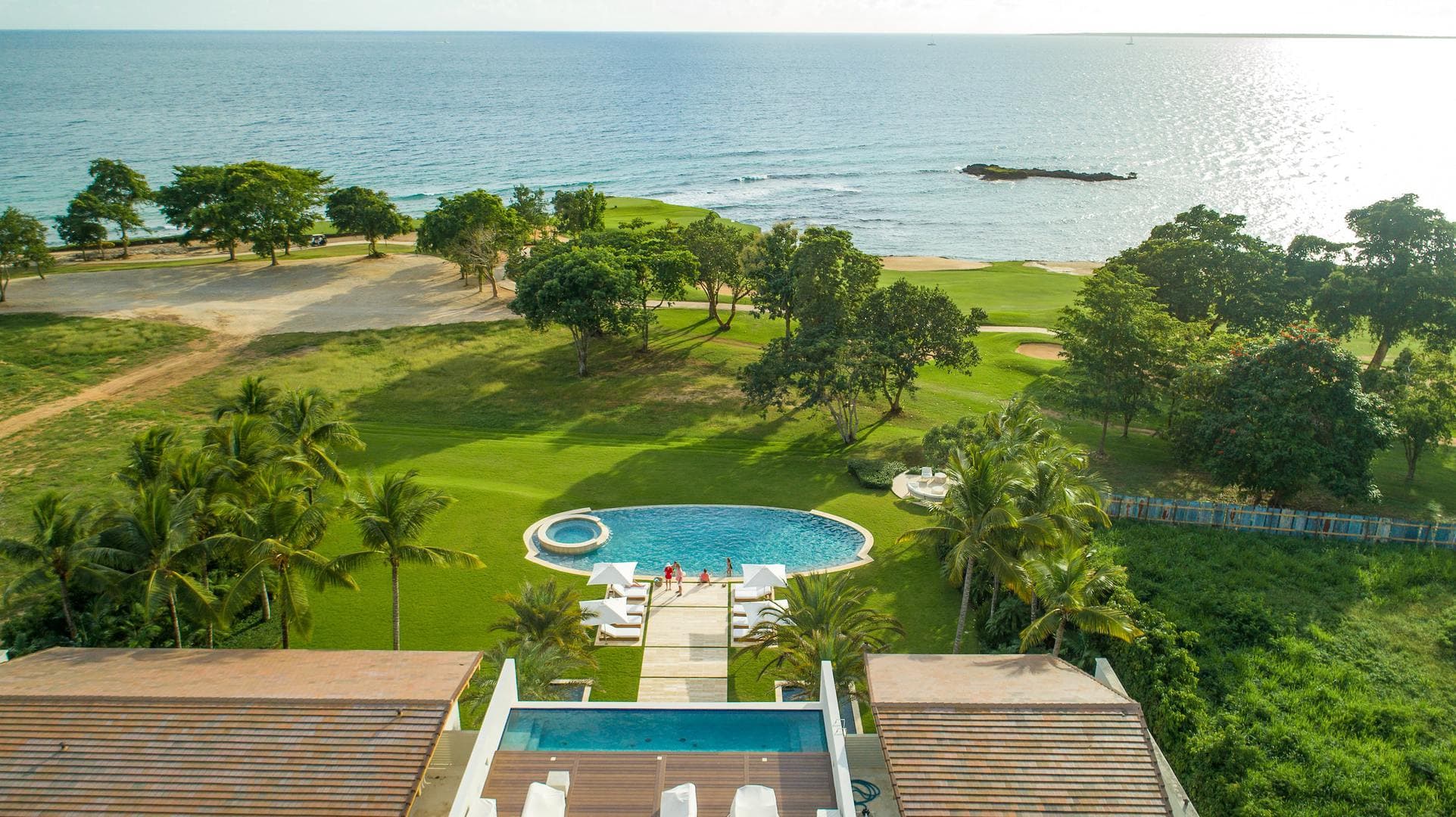 Casa de Campo Villa Exterior With Pool, Ocean View, and Lounge Area