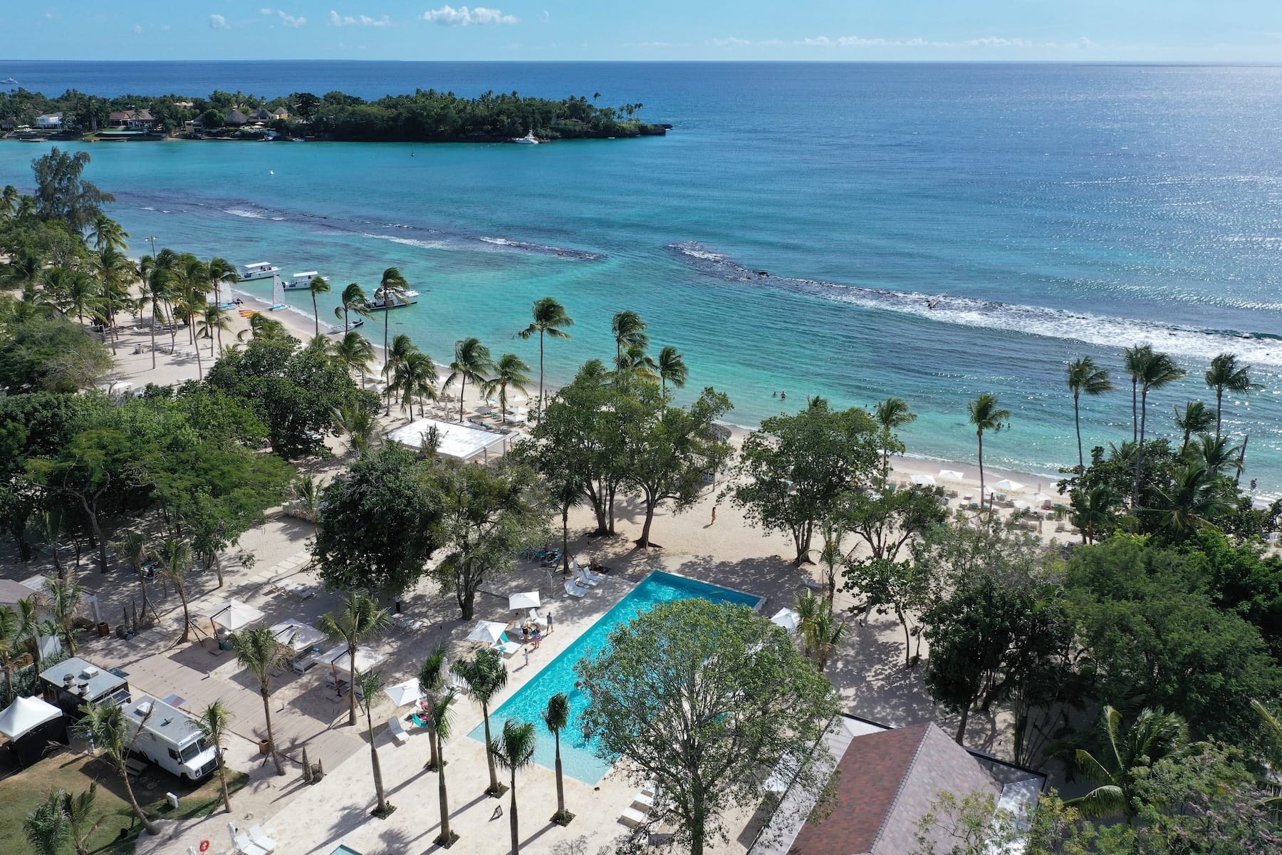 Aerial View of Minitas Beach at Casa de Campo Resort & Villas in the Caribbean