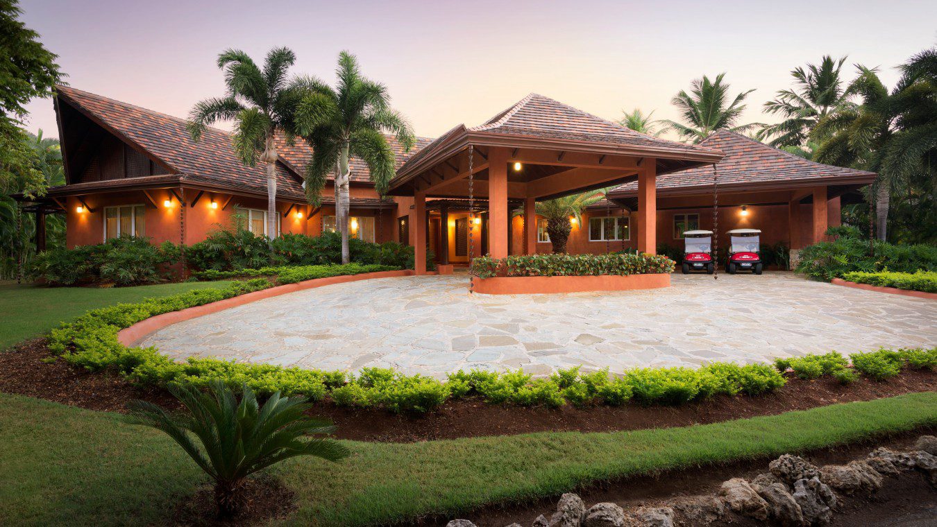 Casa de Campo Villa Exterior Entrance and Garden with Golf Carts