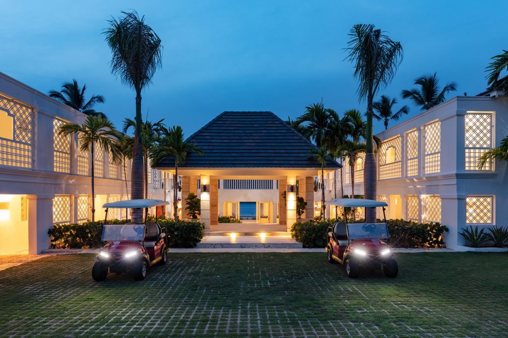 Villa at Night with Golf Carts
