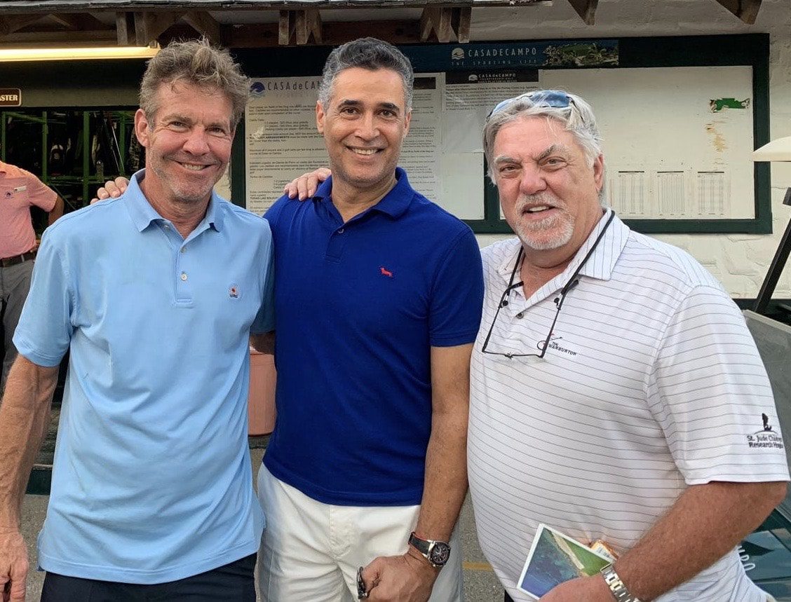 Dennis Quaid, Andres Pichardo and Bruce McGill before playing the world-famous Teeth of the Dog®  golf course