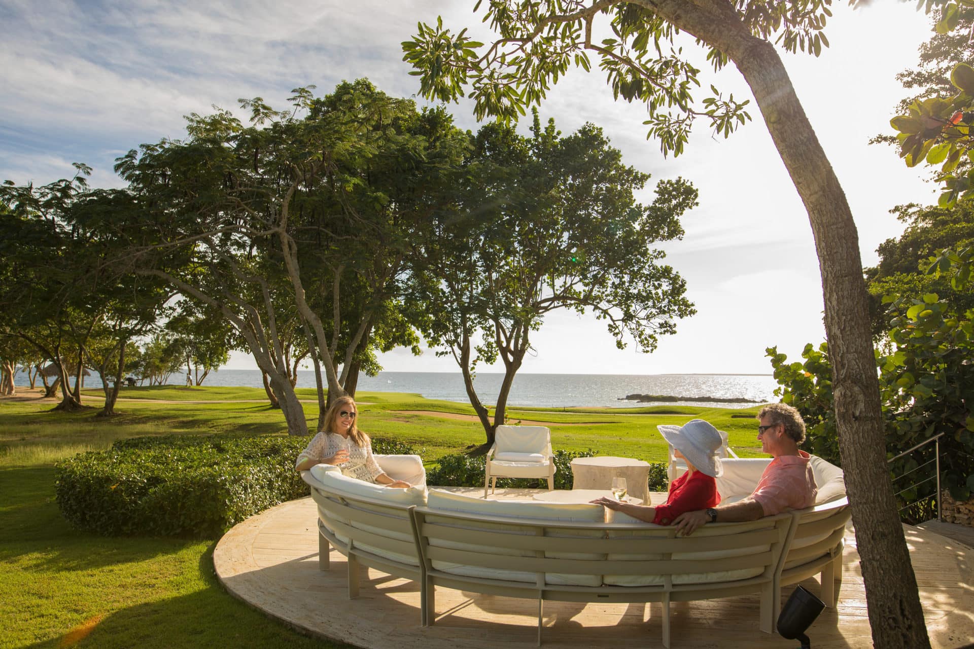 Guests enjoying the sunset in an oceanfront villa at Casa de Campo