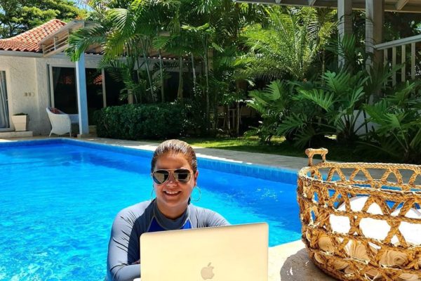 Evelyn Bethancourt working from Casa de Campo