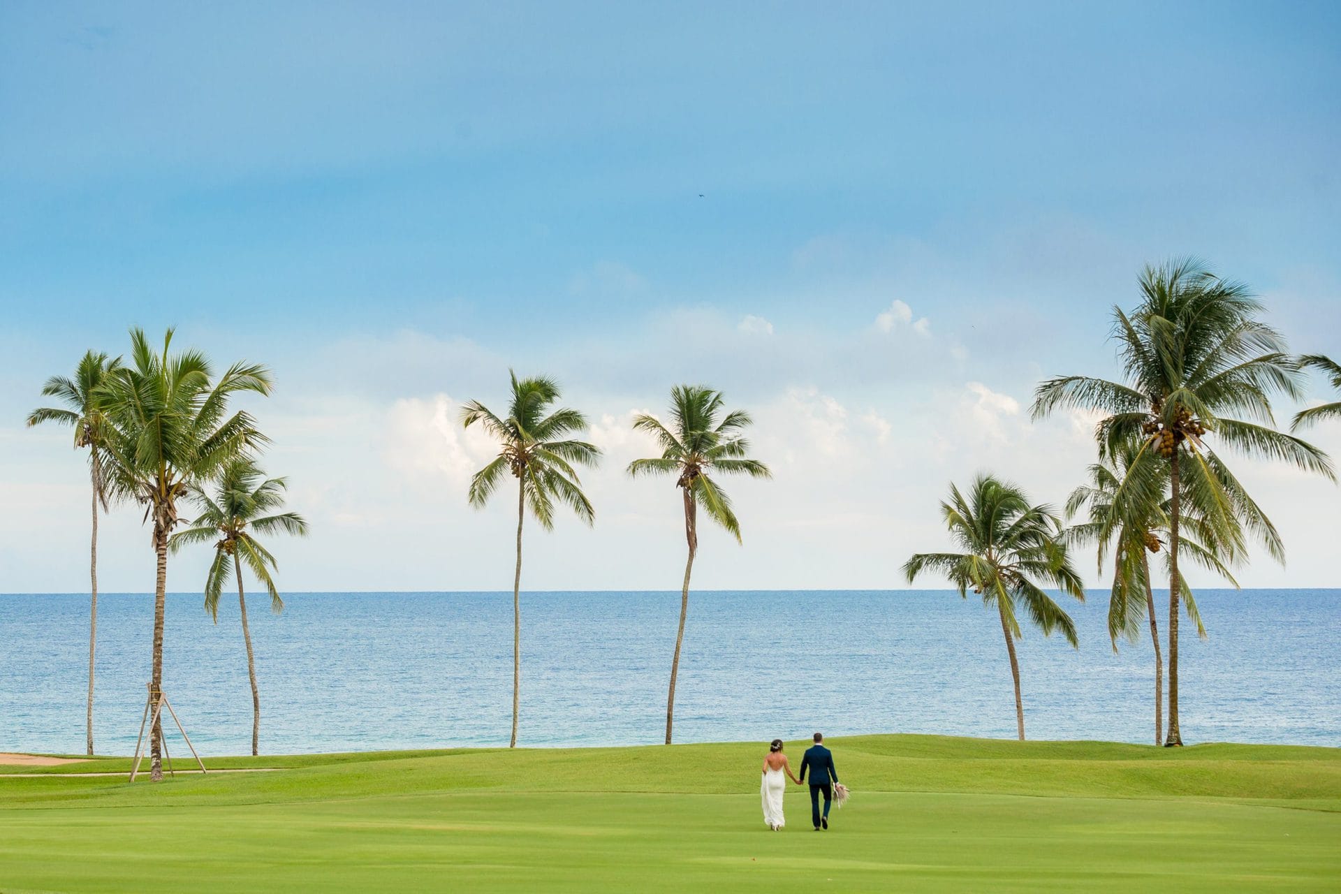 Bride and Groom in golf course Teeth of the Dog® 