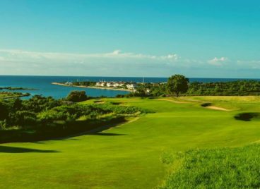Dye Fore golf course with a view of the marina at our La Ramona golf resort