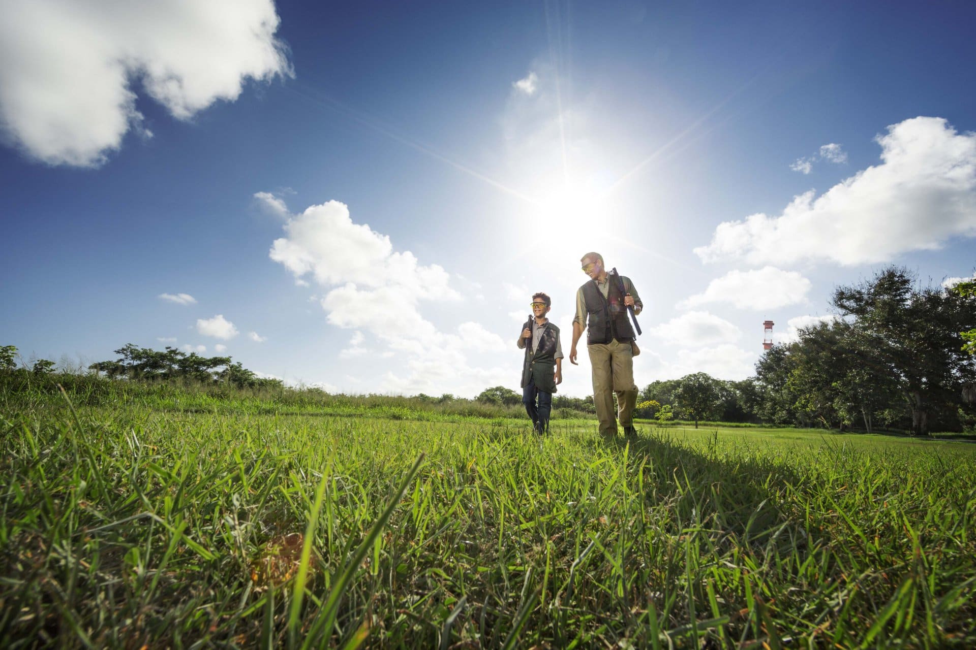 Father son skeet shooting