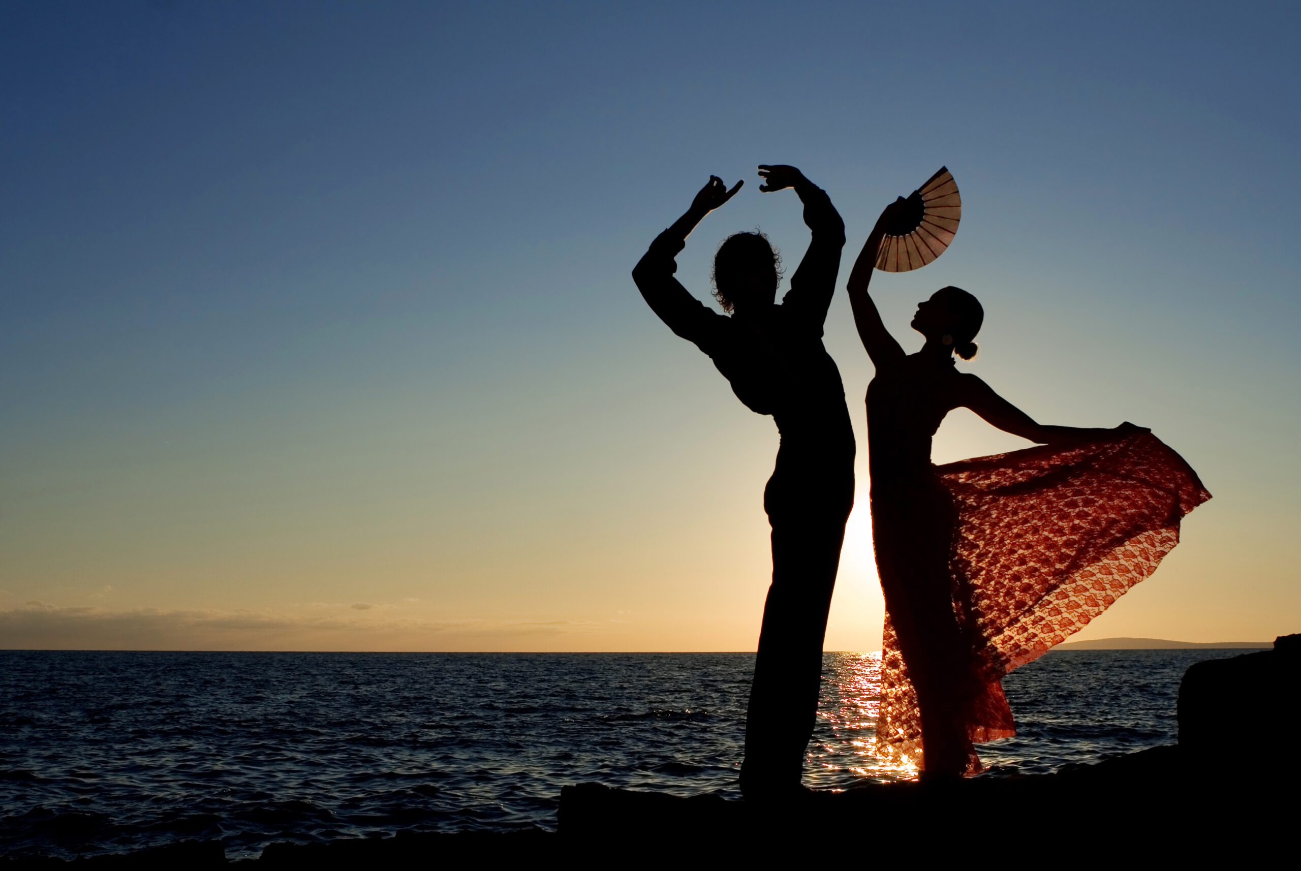 Flamenco dancers, sunset