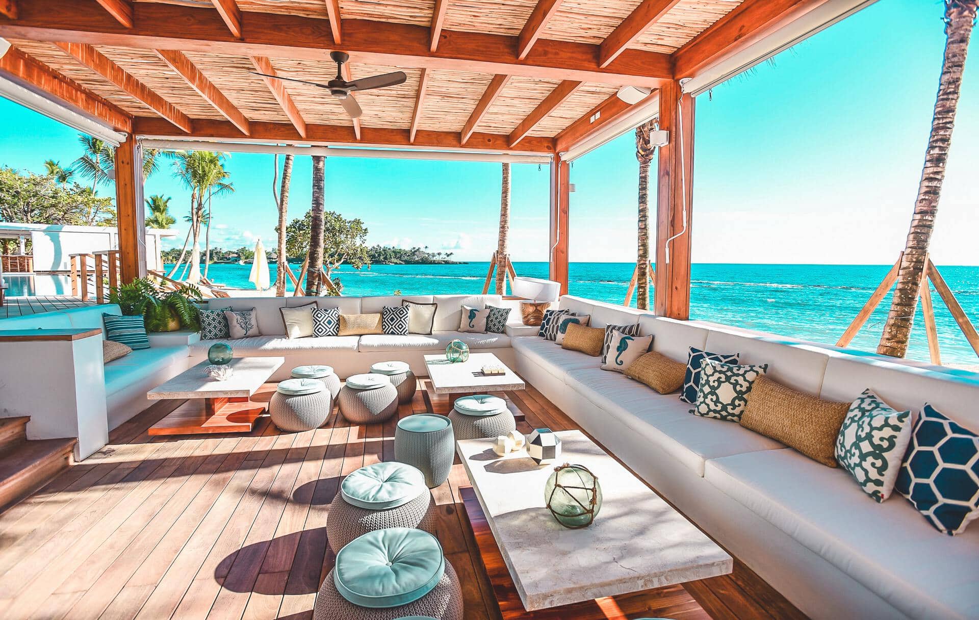 Seating area at Minitas Beach Club & Restaurant at Our La Romana Beach Resort