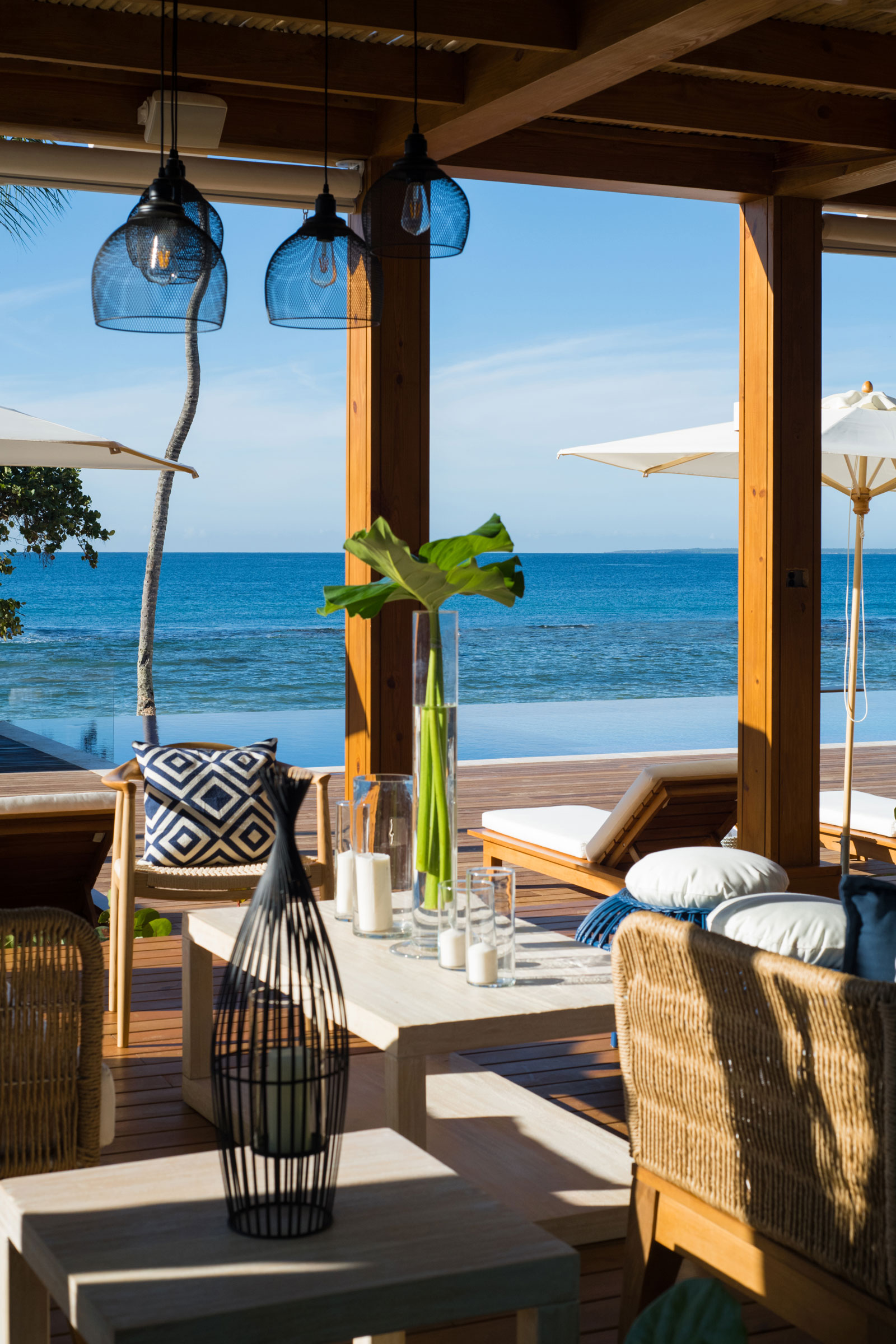 Elegant seating area at Minitas Beach Club & Restaurant
