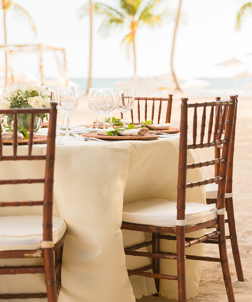 Table setting at our Dominican Republic wedding venue