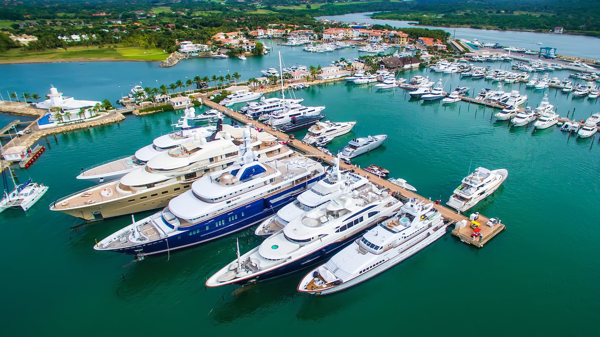 Aerial View of La Marina and Yachts at Casa de Campo Resort & Villas in the Caribbeans