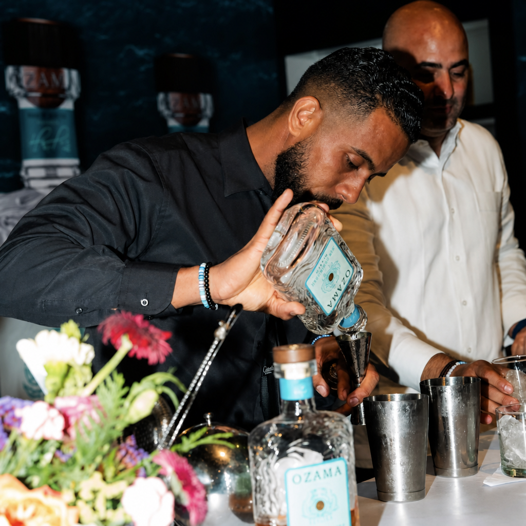 Guests having a drink at the Cigar and Rum Festival at Casa de Campo
