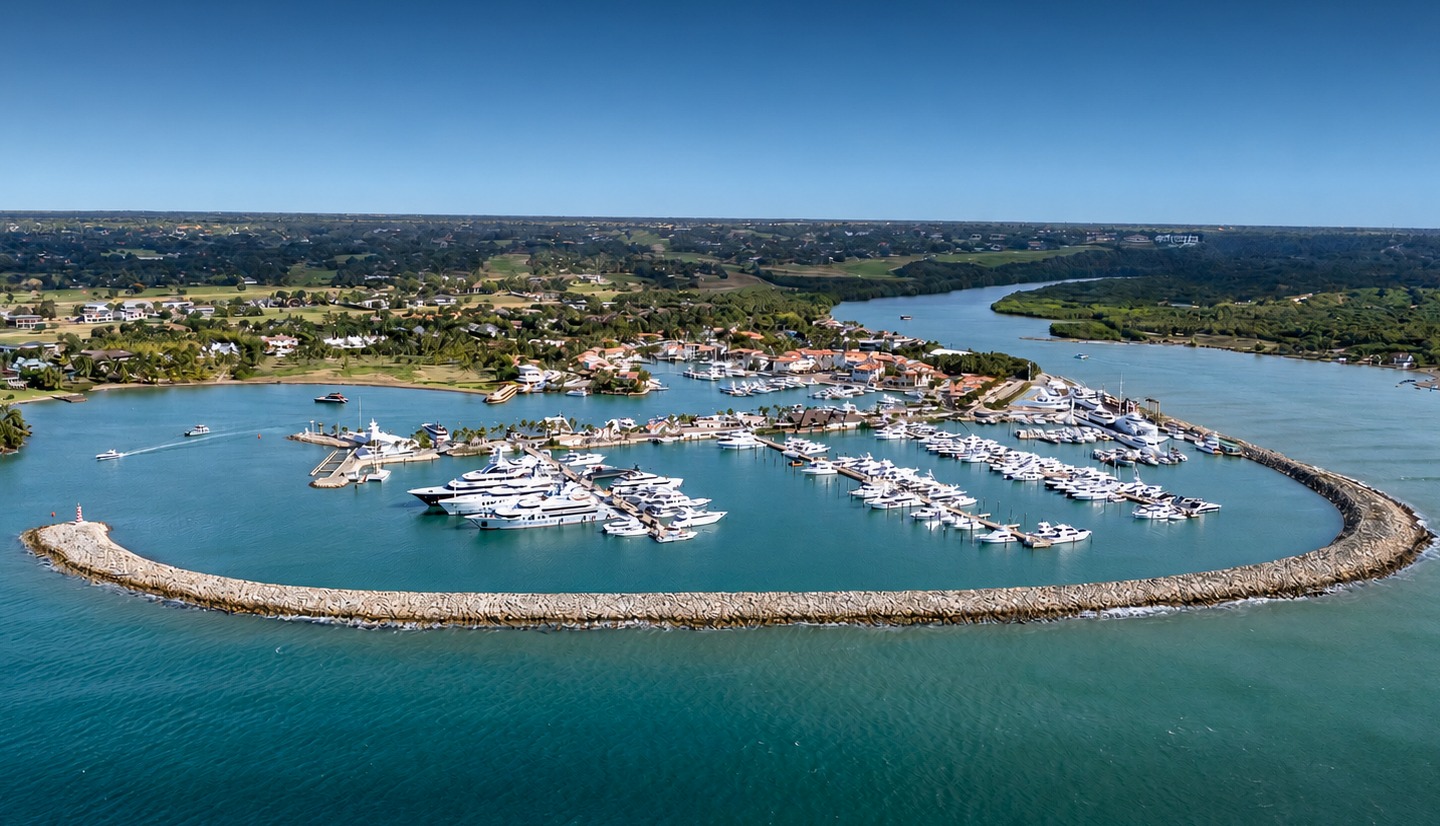 Marina Casa de Campo and its yacht slips in La Romana, Dominican Republic